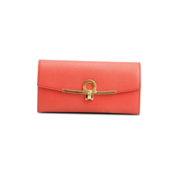 FerragamoSalvatore Orange Leather Gancini Continental Wallet - Picture 1 of 3
